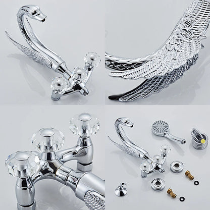 Ellen Bathtub Faucet Gold Swan Hand Shower Wall