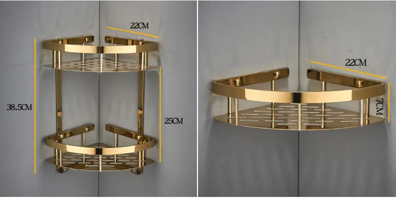 Bathroom Shelf Rose Gold Corner Shelf Shampoo Brass