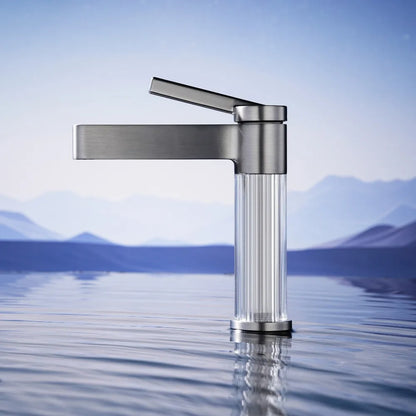 Yellow Bathroom Basin Faucet Acrylic Brass Cold Water