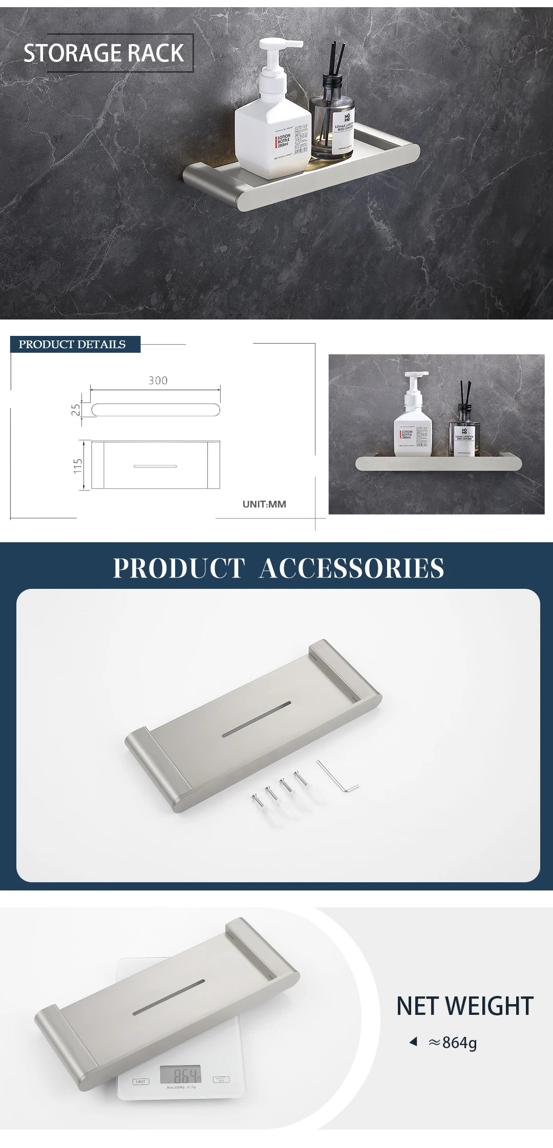 Bathroom Hardware Stainless Steel Bathroom Wall Mounted Towel