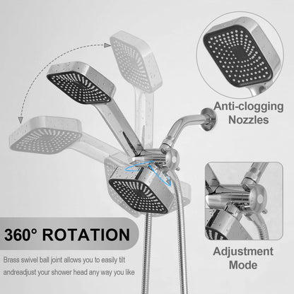 High-Flow 2-In-1 Wall-Mounted Handheld Shower Head Rain Shower