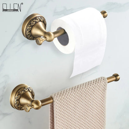 Antique Brass 2pc Bathroom Bronze Dispenser Towel Rod