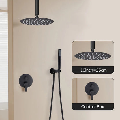 Black Brass Shower System Rain Shower Faucet Bathroom