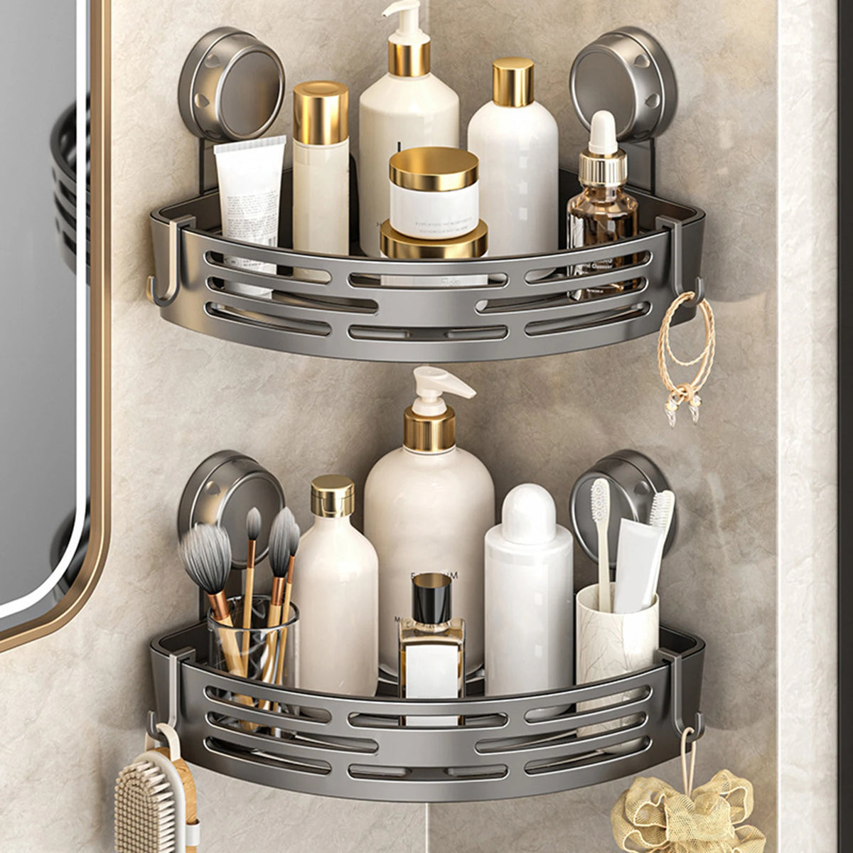 Suction Cup Triangle Corner Shower Caddy Hooks No