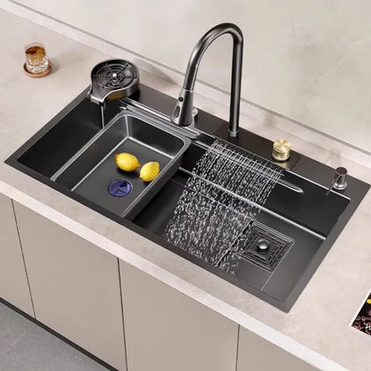 Stainless Steel Sink Waterfall-Style Pull-Out Faucet Large