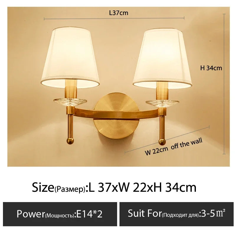 Modern Wall Sconce White Fabric Shade E27 Gold