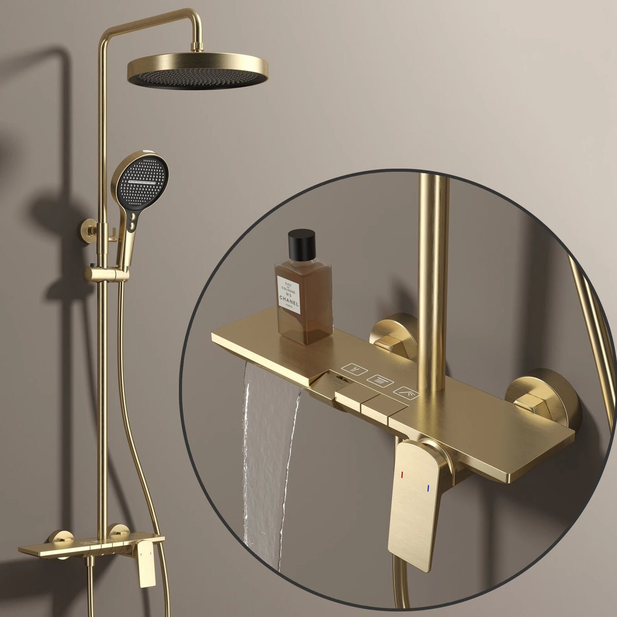 Rose Gold Piano Bathroom Shower System Solid Brass