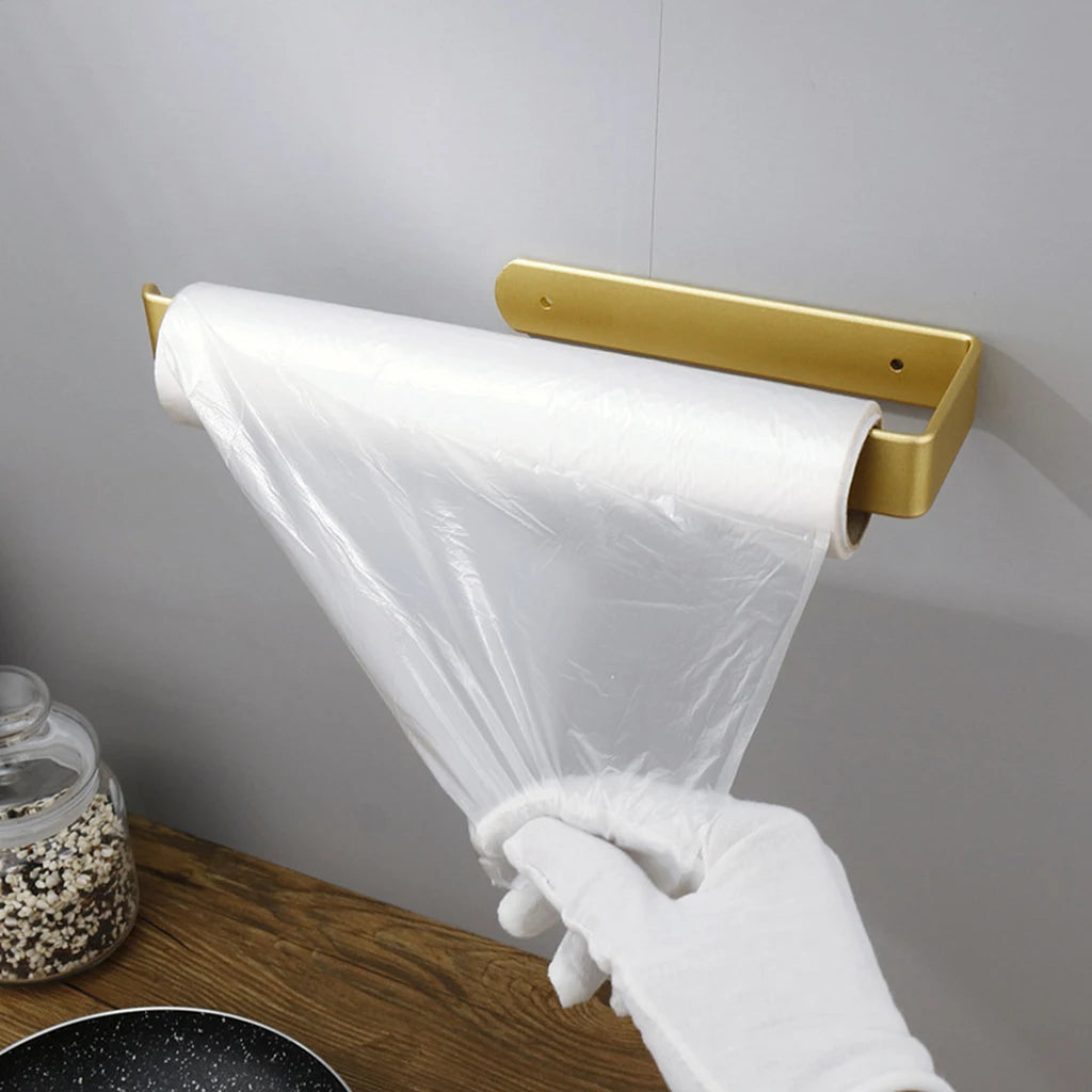 Towel Holder Bathroom Rack Bar Golden Roll Paper