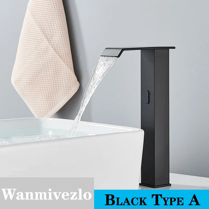 Smart Sensor Bathroom Basin Faucet Intelligent Black Automatic