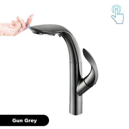 Luxury Brass Gold Touch Switch Faucet Pull-Out Design
