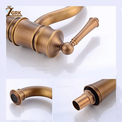 Zgrk Basin Faucets Antique Brass Sink Faucet Handle