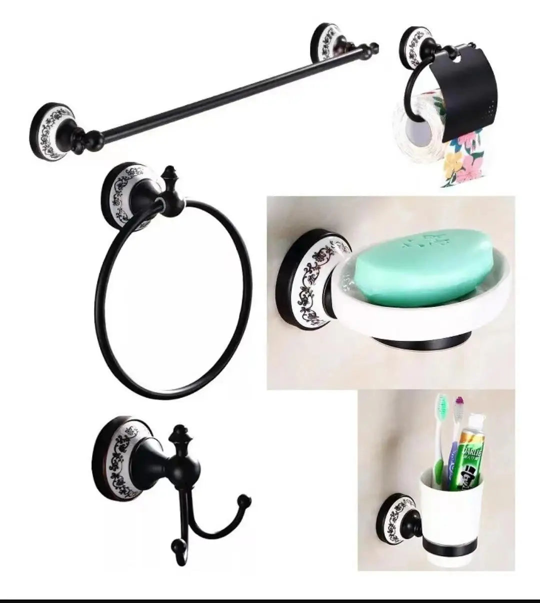 Kemaidi Antique Brass Bathroom Paper Holder Toilet Brush