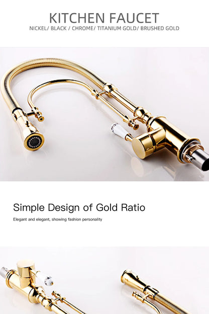 Aitana Luxury Golden Brass Faucet Retro Design Handle