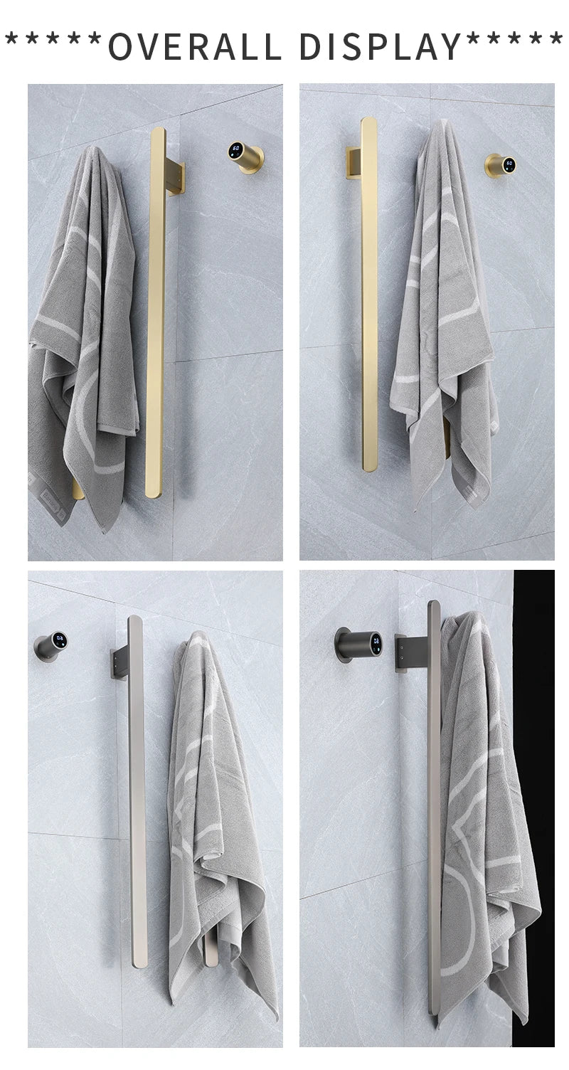 Gold Vertical Heated Towel Rail Large Towels &