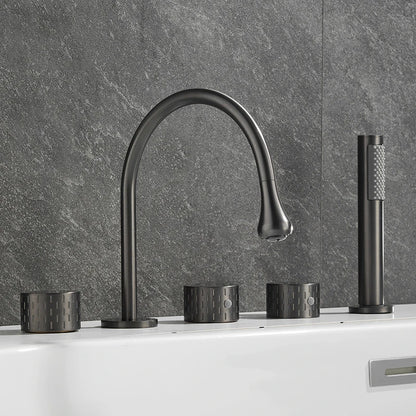 Gray Luxury Brass Deck-Mounted 5-Holes Bathroom Bath Tub