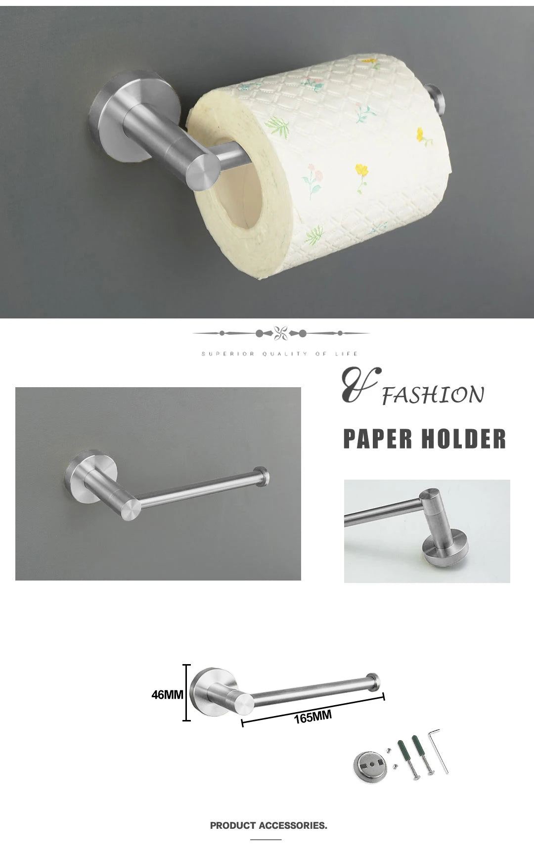 Brushed Nickel Bathroom Towel Bar Bath Robe Hook