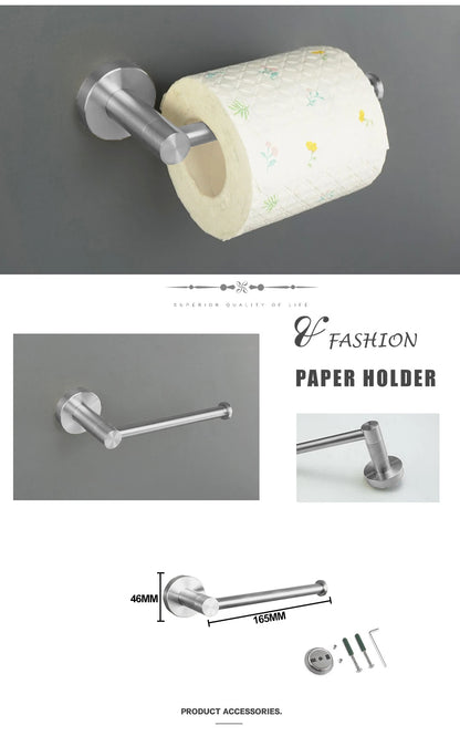 Brushed Nickel Bathroom Towel Bar Bath Robe Hook