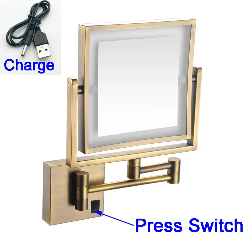 Rose Gold Square Led Bathroom Mirror Wall Mounted
