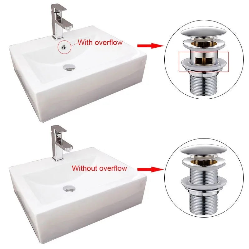 Chrome Pop Up Drain Stainless Steel Round Siphon