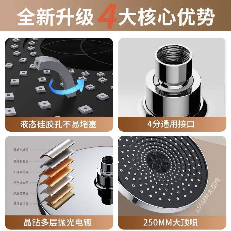 Large Flow Rainfall Shower Head 25cm Top Sprayer
