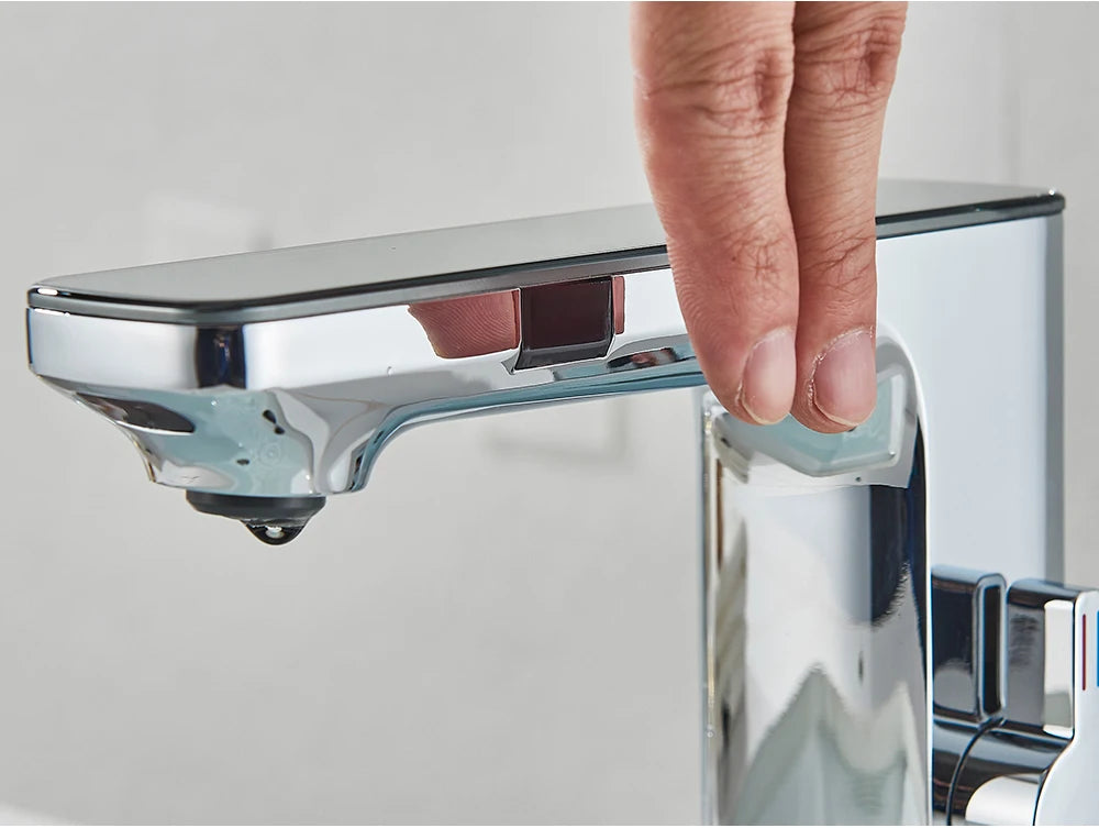 White Chrome Smart Sensor Basin Faucet Screen Digital
