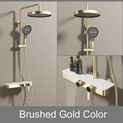 Brushed Gold Bathroom Shower Quality Brass Cold Bathroom