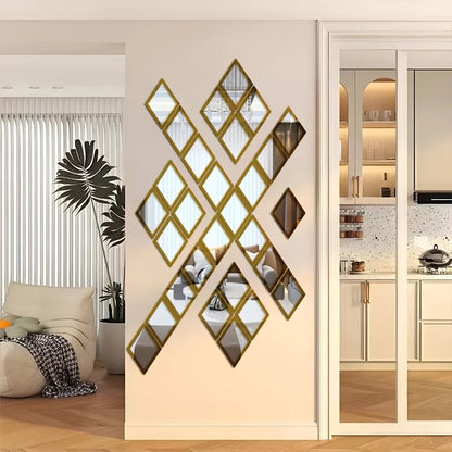1/8pcs Geometric Rhombic Combined Shape Bathroom Acrylic Wall