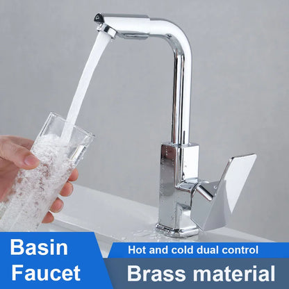 360 Rotation Bathroom Basin Faucet Silver Faucet Brass