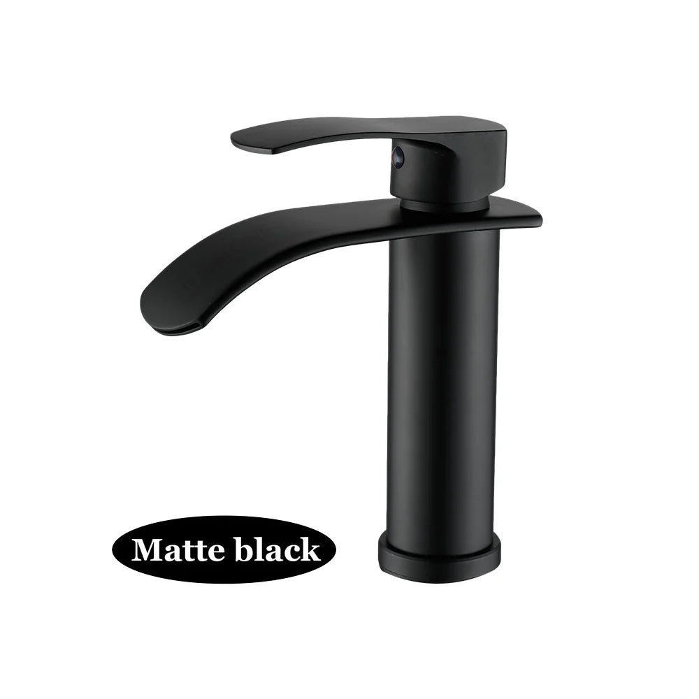 Tall Short Brass Waterfall Faucet Bathroom Sink Faucet
