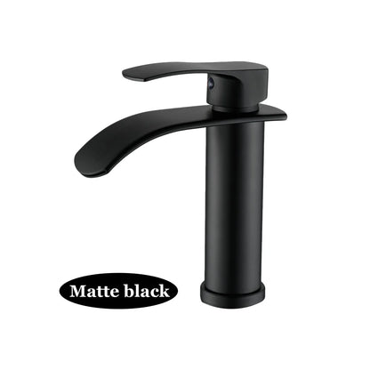 Tall Short Brass Waterfall Faucet Bathroom Sink Faucet