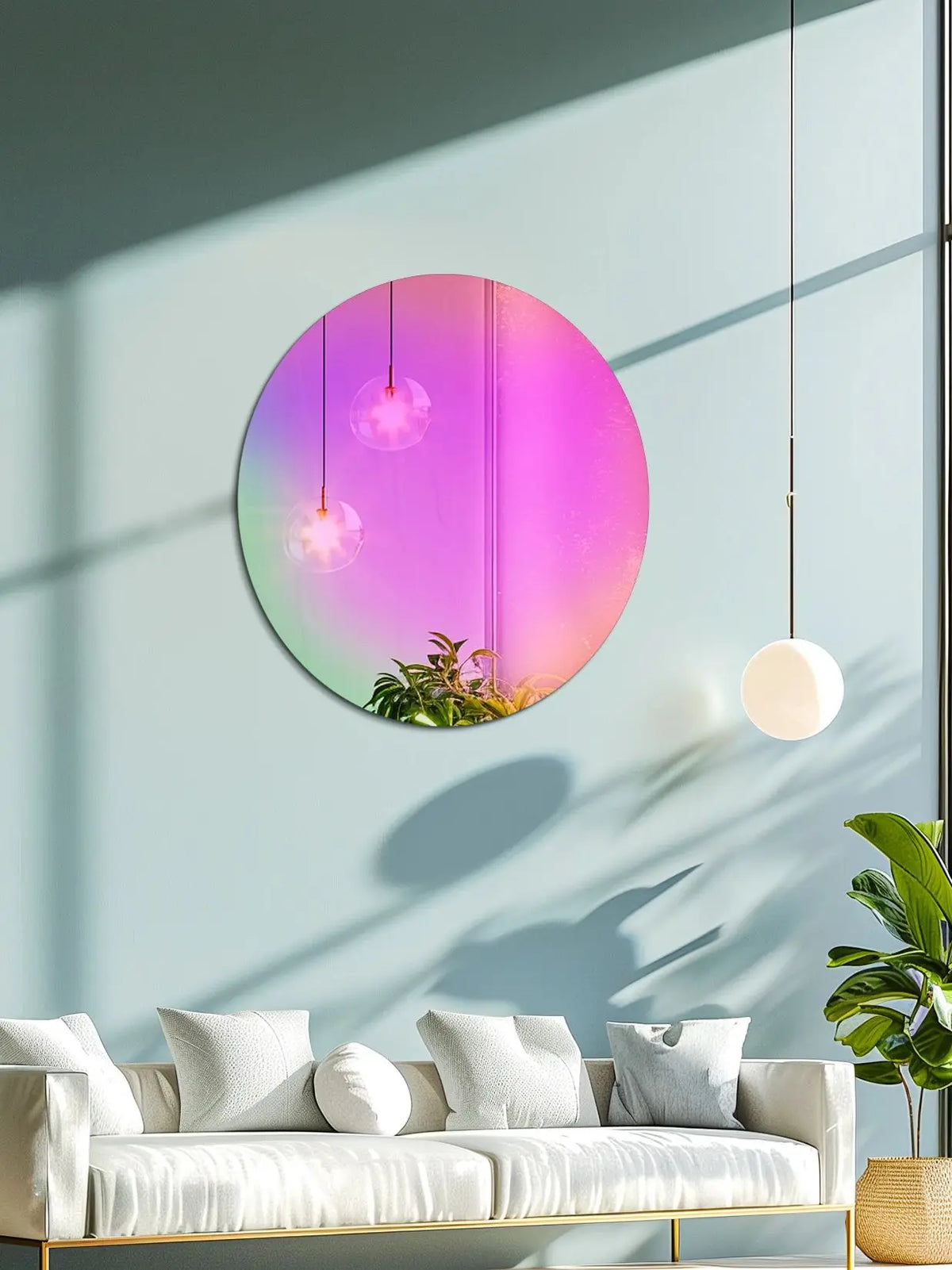 Wisfor Wall Decorative Mirror Iridescent Round Wall Mirror