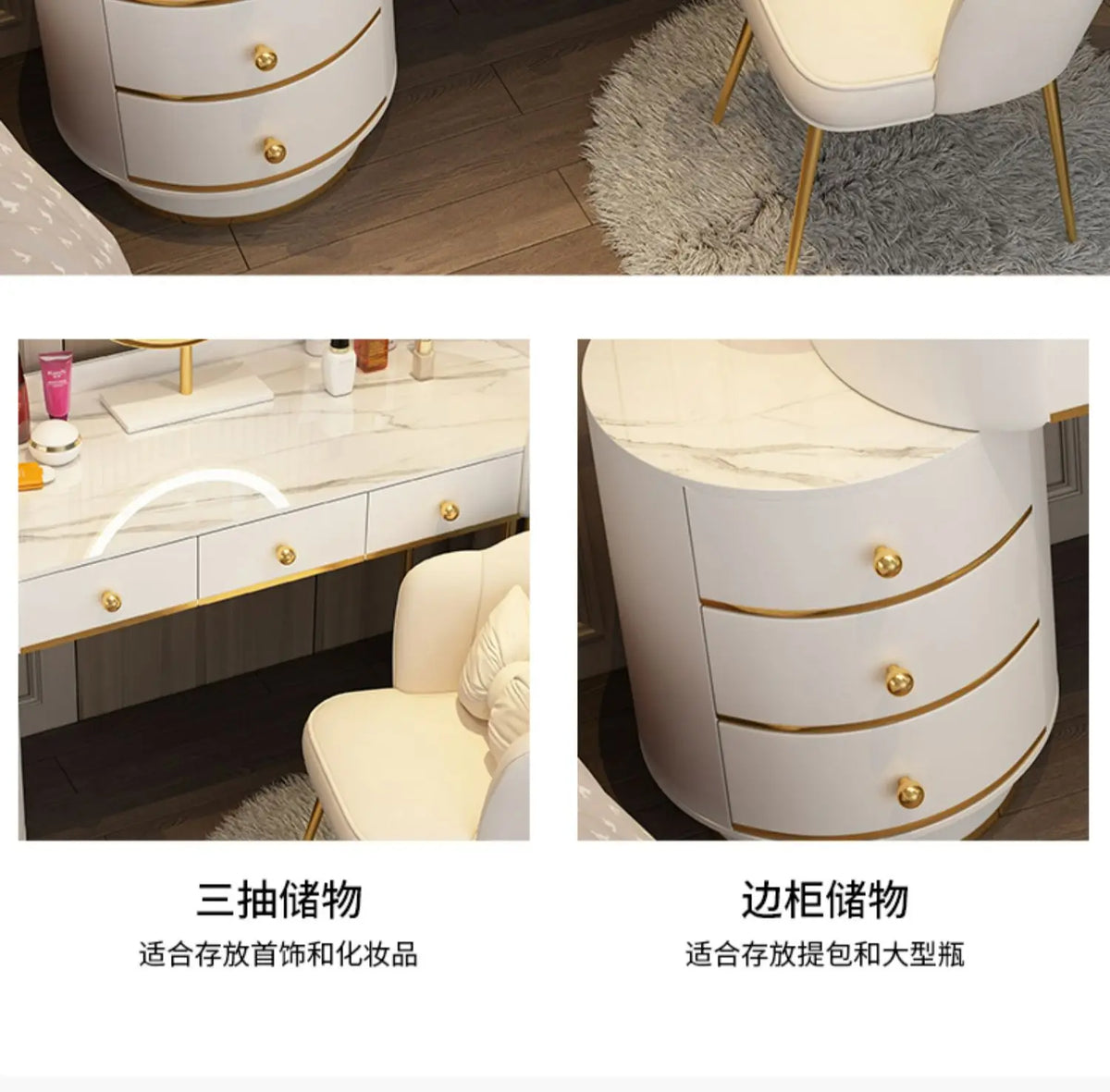 Pink White Vanity Table Women Luxury Nail European