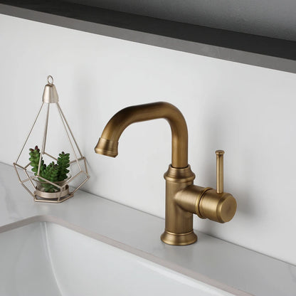 Kemaidi Antique Brass Handle Bathroom Faucets Mixer Tap