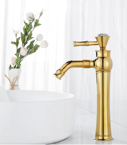 Chrome Basin Faucets Modern Gold Deck Mounted Bathroom