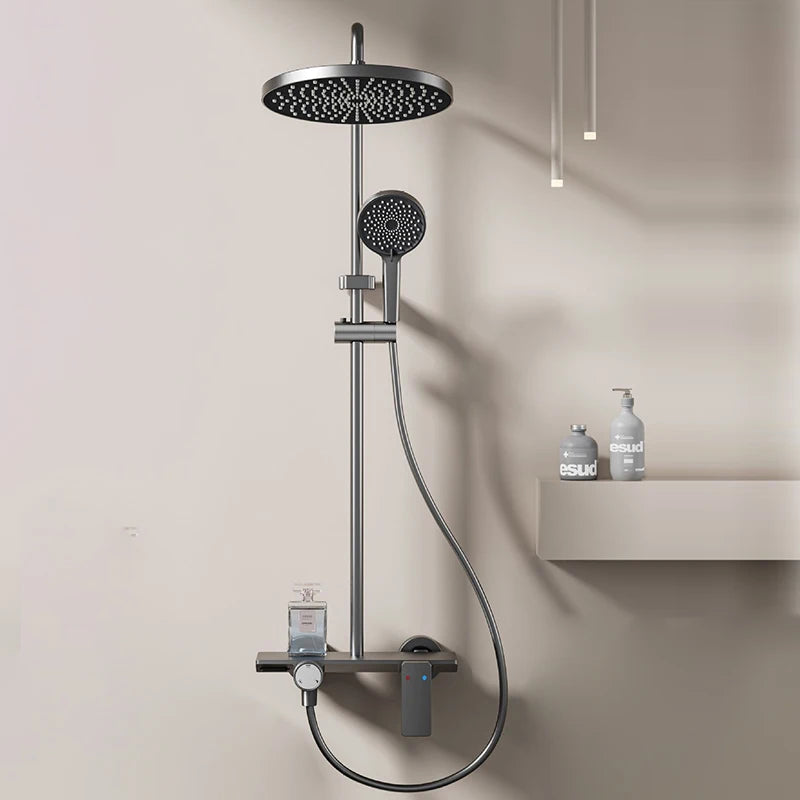 Gray Bathroom Shower Rainfall Shower Faucet Apartment Hotels