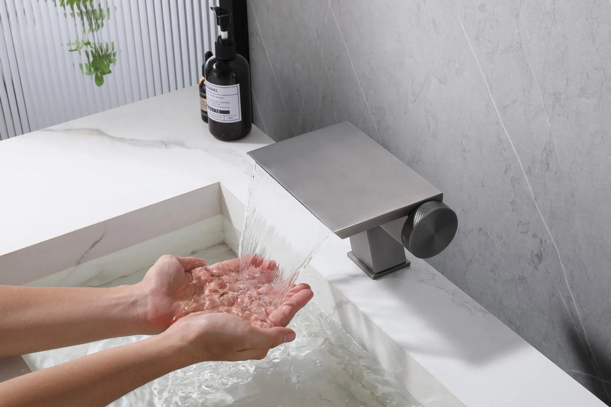 Waterfall Basin Cold Mixer Crane Faucet Copper Hotel