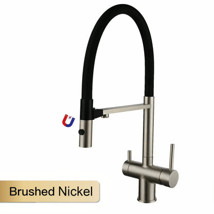 Modern Brushed Gold Brass Faucet Water Filtration Design