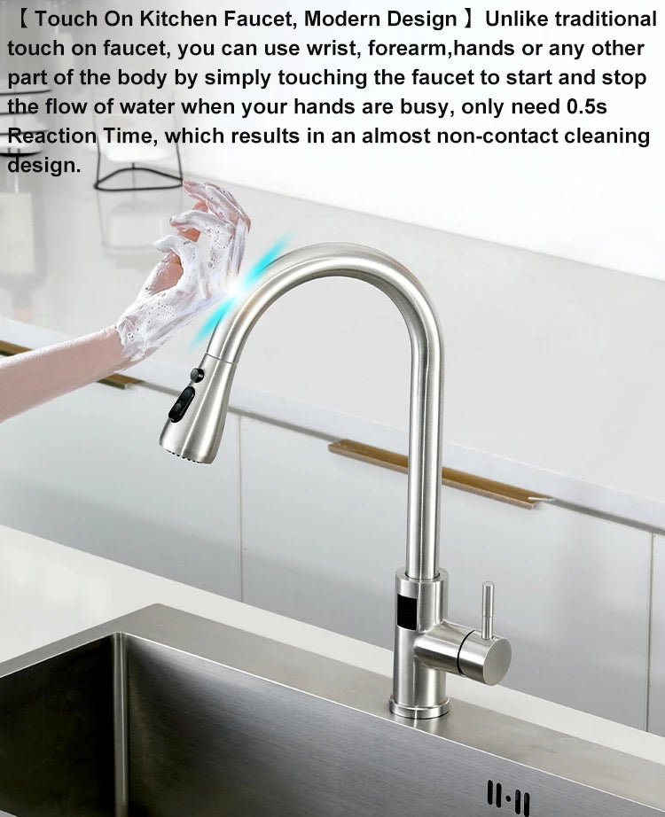 Smart Digital Touch On Faucets Stainless Steel Cold