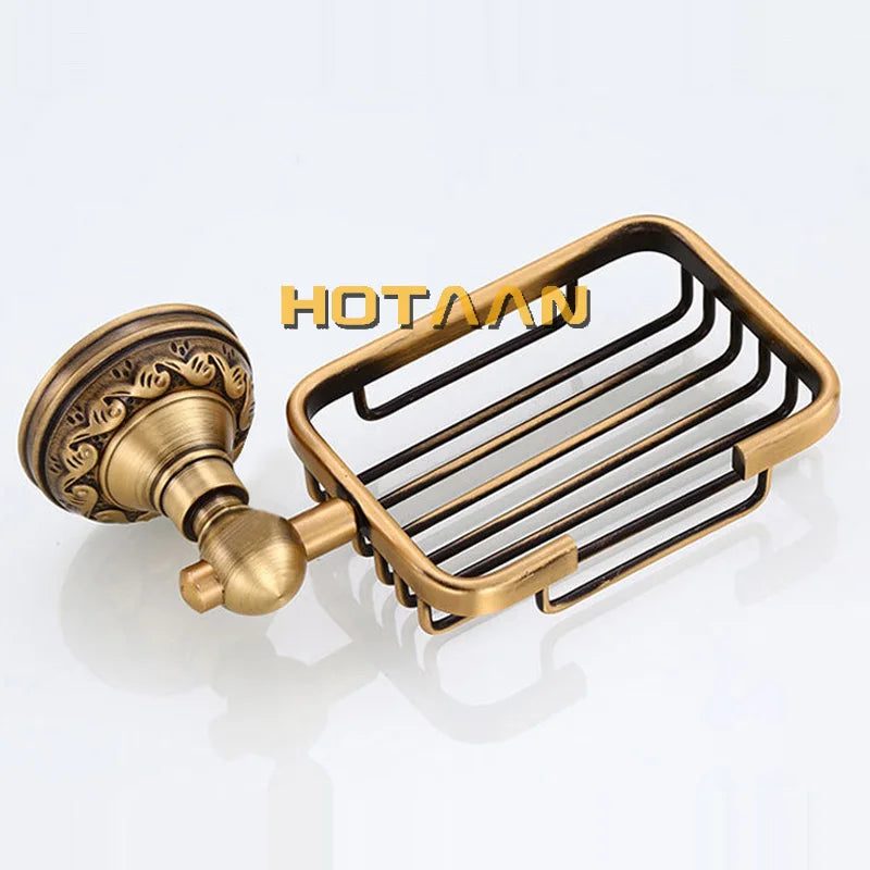 Antique Brass Aluminium Bathroom Robe Hook Paper Holder