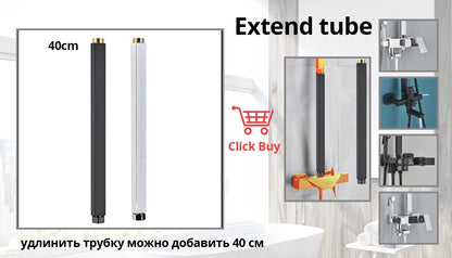 Uythner Bathroom Chrome/Black Shower Faucet Rotate Tub Spout