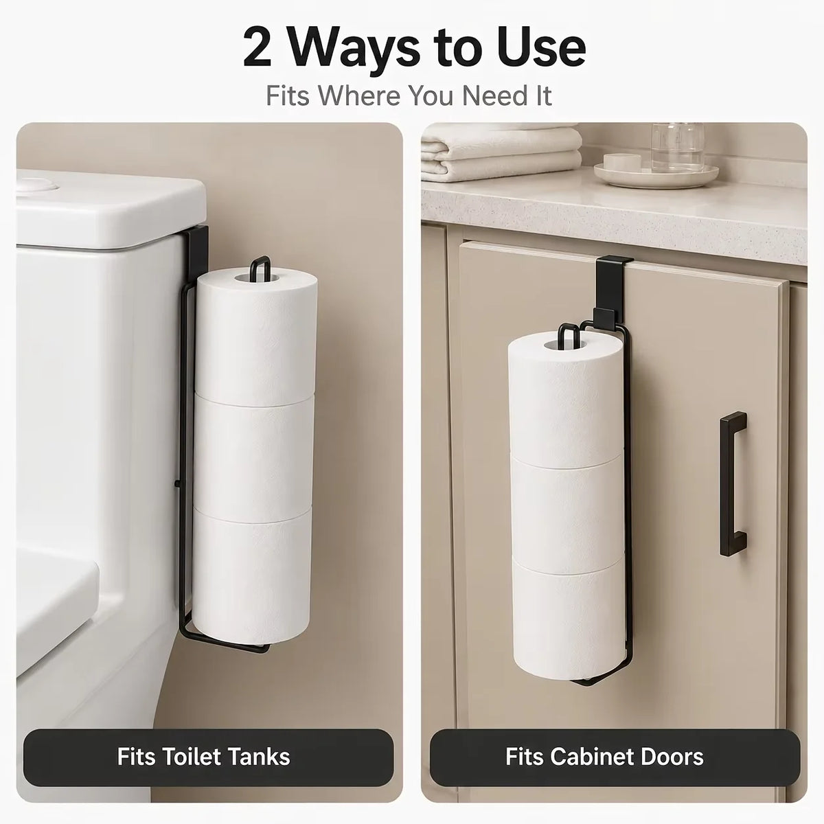 Self-Adhesive Toilet Paper Holder Black Iron Bathroom Tissue
