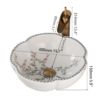 Zappo Above Counter Ceramic Vessel Sink Bathroom Round