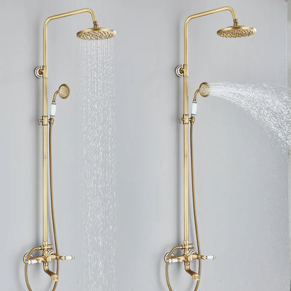 Retro Shower System Antique Brass Rainfall Shower Handheld