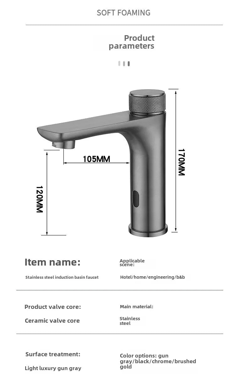 304 Stainless Steel Cold Water Basin Faucet Infrared