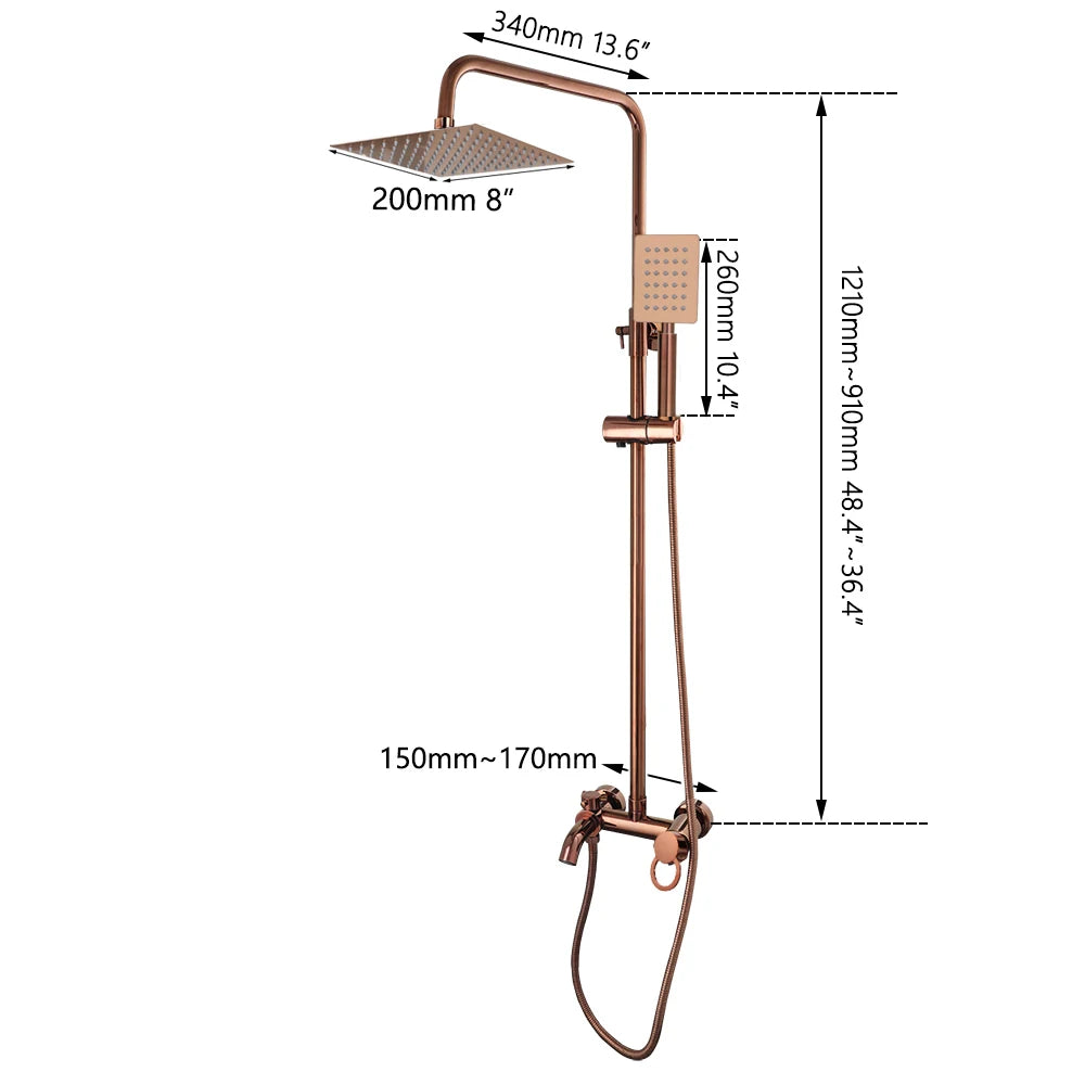 Zappo Solid Brass Rose Golden Shower Faucet Pink