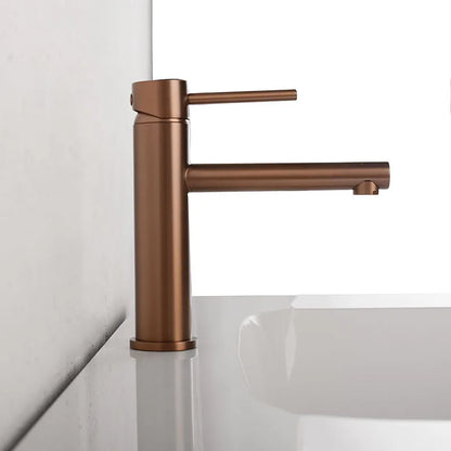 Brushed Rose Gold Bathroom Sink Faucet Deck Mounted