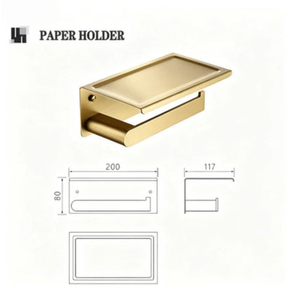 Brushed Gold Bathroom Toilet Brush Holder Toilet Paper