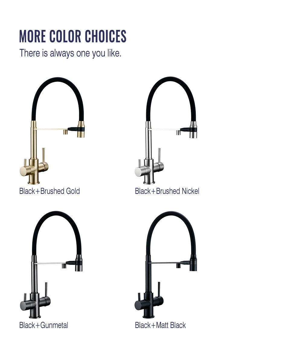 Brushed Gold Faucet Filter 360 Swivel Pure Water