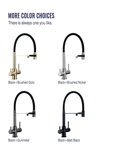 Brushed Gold Faucet Filter 360 Swivel Pure Water