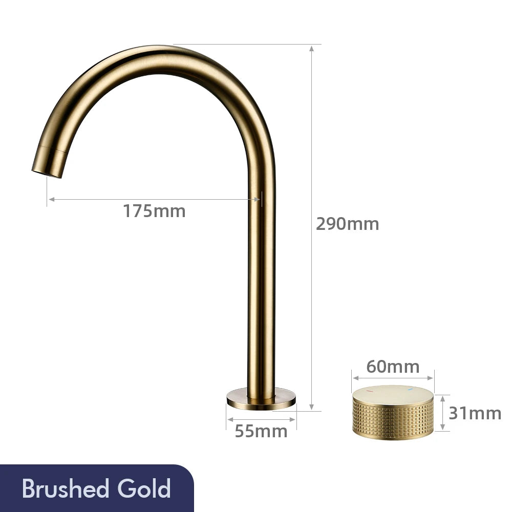 Gunmetal Basin Faucet Knurled Switch 360 Rotating Spout